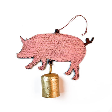 FAIRE - Whimsies Chime Farm Pig Metal Pig Bell Chimes Handmade in the USA *